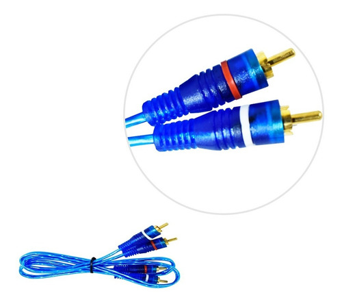 Imagen 3 de 3 de Cable Rca 2 Pulgadas Macho Oro Azul 6 Metros