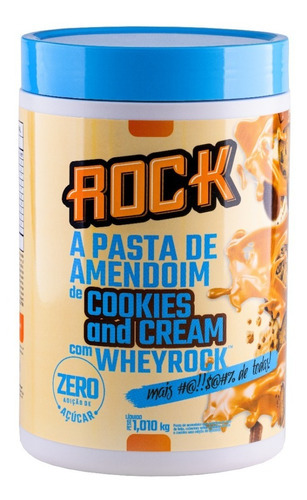 Pasta De Amendoim Com Whey Rock 1,010kg Sabores  Rock Peanut Pasta De Amendoim Cookies And Cream