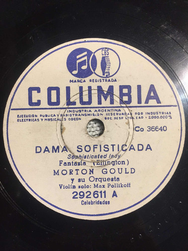 Disco De Pasta Columbia Morton Gould 292611 78 Rpm
