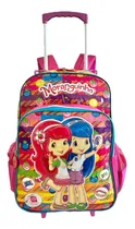 Comprar Mochila Moranguinho Self Infantil Escolar Meninas Rodinhas M Cor Rosa. Desenho Do Tecido Boneca Moranguinho