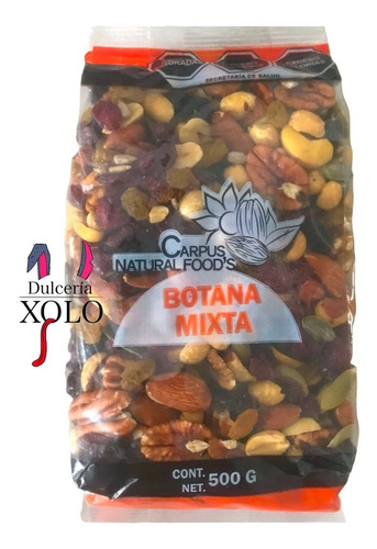 Botana Mixta Almendra Nuez Cacahuate Arandano Cereza 500g