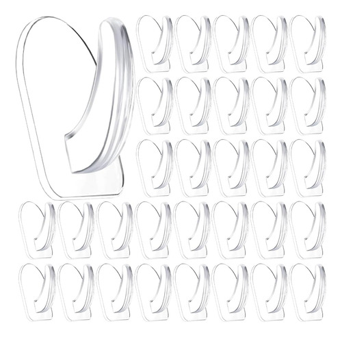40 Ganchos Adhesivos Transparentes Reutilizables Para Pared