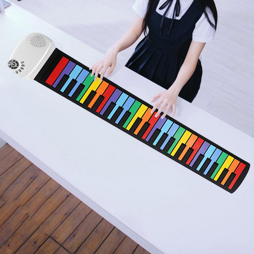 Piano Plegable Compacto De 49 Teclas, Teclado Blanco