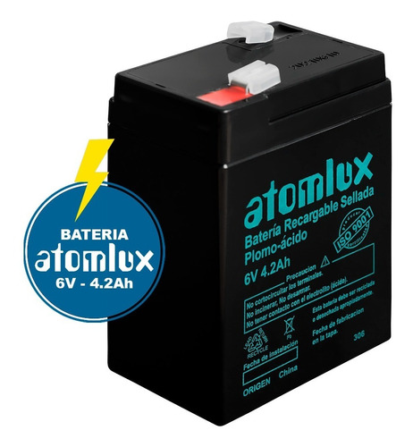 Bateria Gel Recargable Atomlux 6v 4,2ah Luz Emergencia Ups