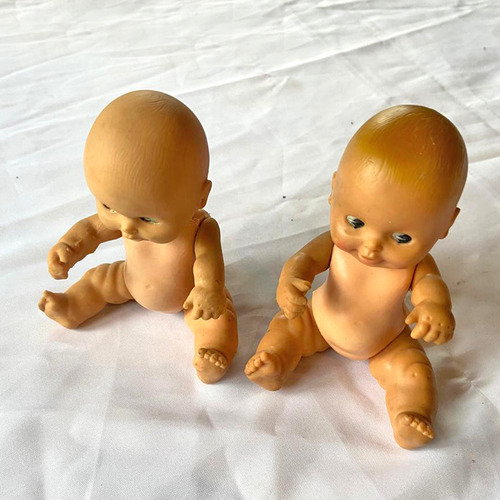 Muñecos De Goma Y Plástico Vintage / 2 Usados De 13 Cm (Usado)