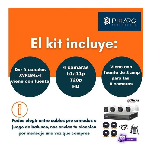 Imagen 2 de 8 de Kit 4 Camaras Seguridad Dvr Dahua Full Hd Lite P2p Disco 1tb