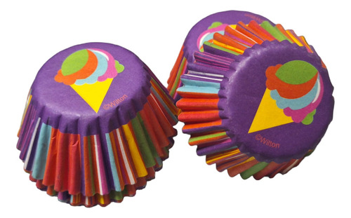 * Mini Capacillos Rayas De Colores Helado Cupcakes Fondant