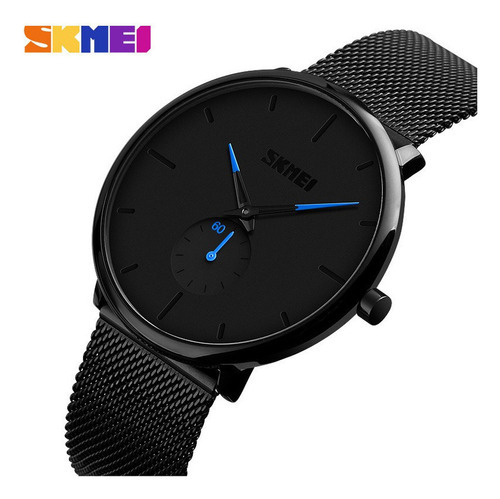 Relojes De Cuarzo Skmei Business Con Cinturón De Malla Para Color Del Fondo Azul