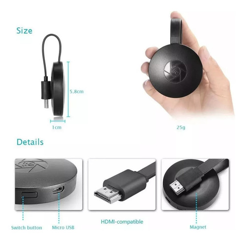 Barra De Tv Mira Screen G2 Crome Cast Compatible Con Hdmi
