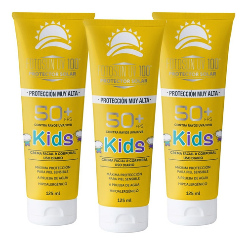Tri-pack Protector Solar Fotosun para Niños Facial y Corporal con Aroma a Piña Coco 125 ml
