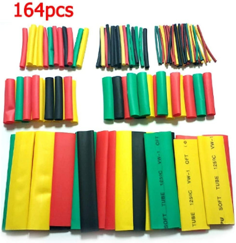 Imagen 1 de 4 de Kit Cable Tubo Termocontraible Varias Medidas 164 Piezas