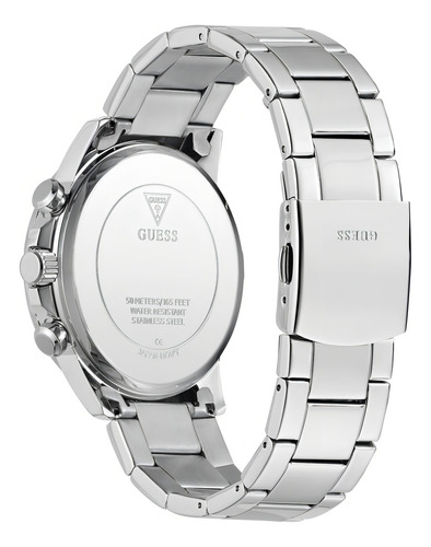 Reloj Guess Walker Caballero Plata Gw0900g4 Correa Plateado Bisel Plateado Fondo Azul