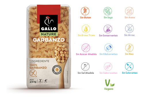Pasta Fusilli De Garbanzo Vegan - No Gluten No Maiz No Arroz