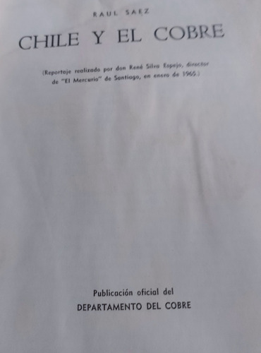 Chile Y El Cobre, Libro De Raúl Sáez (Usado)