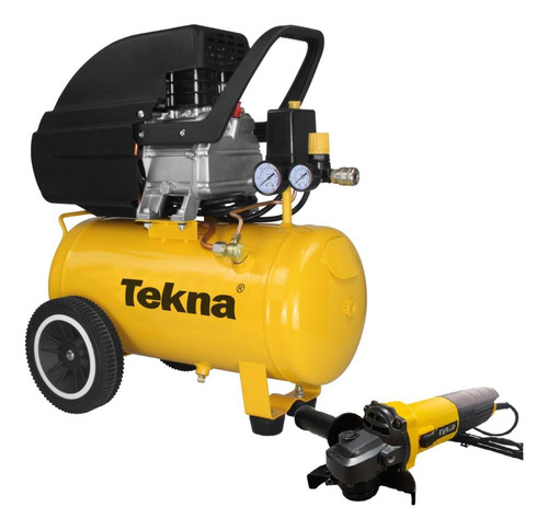 Compressor De Ar 2,5hp 24l Tekna Esmerilhadeira 850w Evald Cor Amarelo 110v