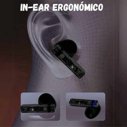 Audifonos Bluetooth Cancelacion De Ruido Inalambricos Bluetooth Aufinos Pro Para Conduccion Manos Libres N-ear Studio Micrófono Llamadas Recargables Sonido Hd Pantalla Y Auriculares Color negro 1 Pz