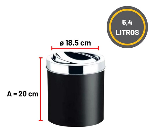 Lixeira Com Tampa Basculante Inox 5,4 Litros 3401/2 Brinox