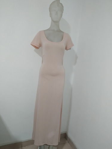 Vestido Modal Rosa Con Tajo 