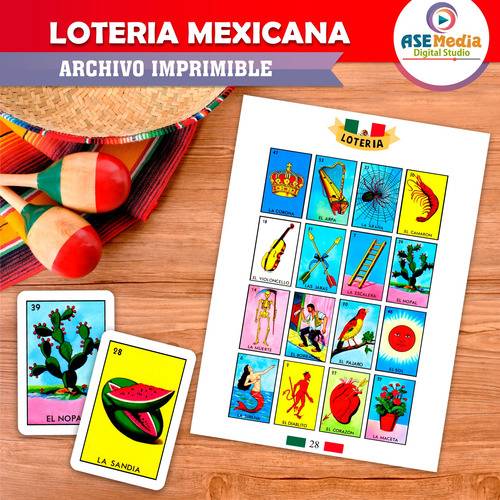 Lotería Mexicana 500 Tablas Únicas Con Baraja Imprimible M1