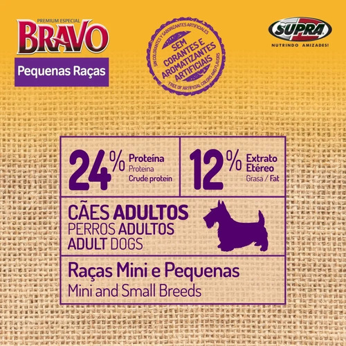 Ração Para Cães Adultos 10kg Mini E Pequenos Bravo