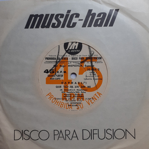 Vinilo Simple - Raphael (que Tal Te Va Sin Mi) (Usado)