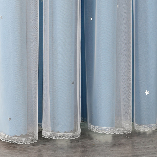 Cortina Estrella Blackout Opaca 132x213cm Cuarto Sala 1 Pieza Color Azul Claro All Might Am-10