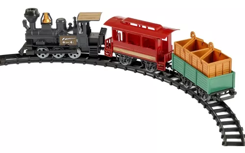 Trem De Brinquedo Locomotiva Trenzinho Vagões Trilho Carga