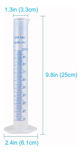 Cilindro Graduado De 100 Ml Plástico Con Base Hexagonal