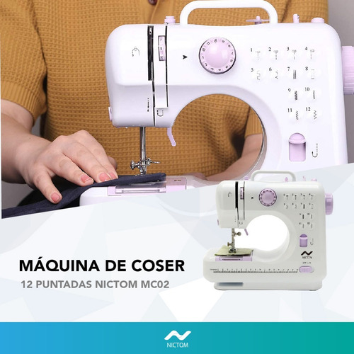 Imagen 3 de 7 de Máquina De Coser Nictom Mc02 Recta 12 Tipos De Puntadas