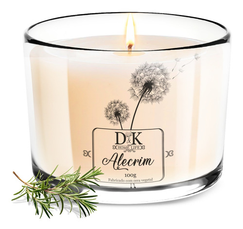 Imagem 2 de 2 de Kit 3 Velas Alecrim Aromática Decorativas Perfumada 100gr