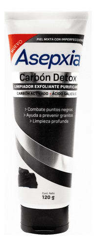 Asepxia Carbón Detox Gel Exfoliante 120 G. Limpia La Piel