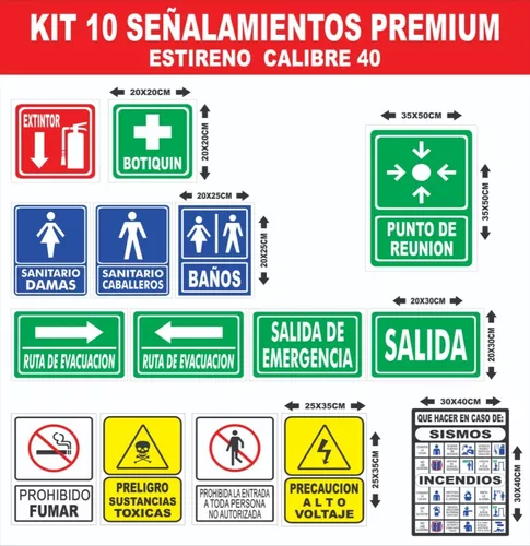 Colgar compañero papelería Señalamientos Protección Civil De Estireno Kit 10-letreros