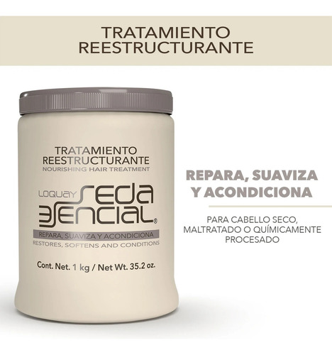 Mascarilla Capilar Reestructurante Loquay Seda Esencial 1 Kg