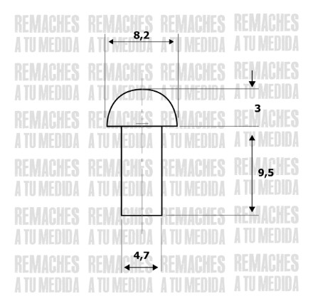 Remache Hierro Macizo 4.7 X 9.5 Mm Golpe Macizo X 200 Unid.
