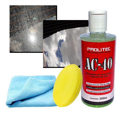 Kit Removedor De Chuva Acida Ac40 200ml + Pano + Aplicador