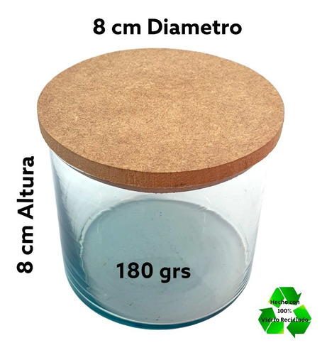 Imagen 2 de 6 de Frascos / Cilindros 8x8cm(180grs) P/ Velas C/ Tapa Mdf 1500p