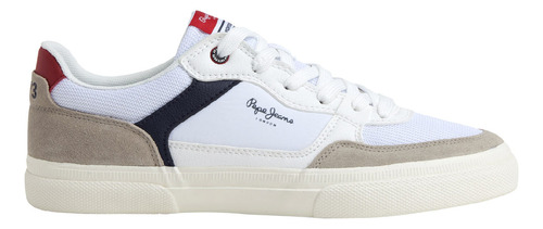 Tenis Pepe Jeans Hombre Kenton Master Mesh Blanco - Gris