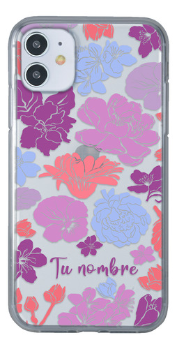 Funda Para iPhone Para Mujer Flores Colores Con Tu Nombre