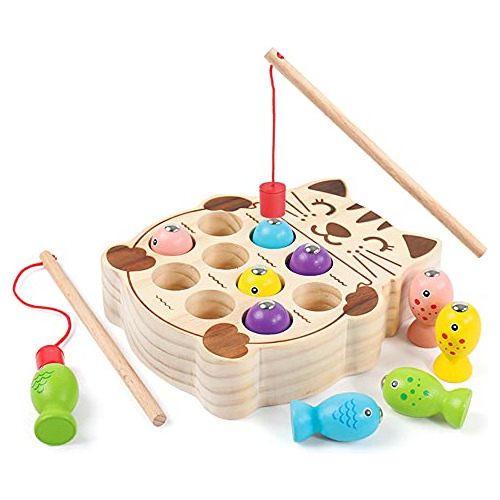 Montessori Juego Magnético De Pesca De Madera Para 7kn9u