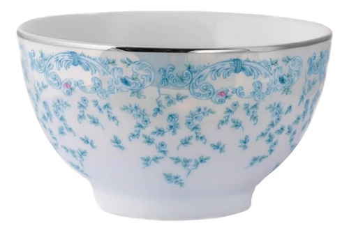 Bowl Porcelana Schmidt Com Filete Prata Sensile Blu 500ml