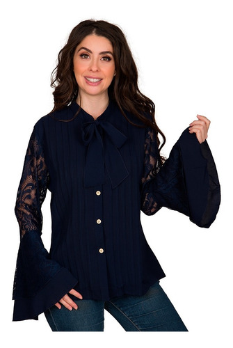 Blusa Dama Moda Camisa Manga Larga Campana Elegante Msa0092