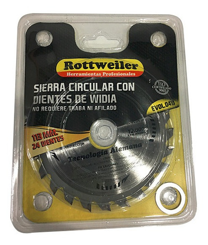 Sierra Circular 24 Dientes Widia 113 Mm Madera Rottweiller