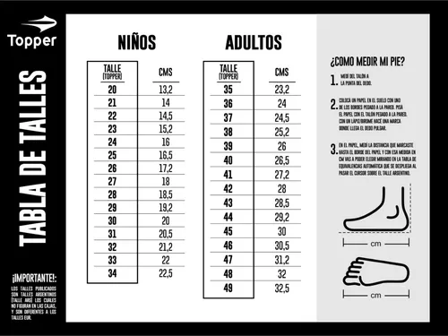 Talles zapatillas topper hot sale