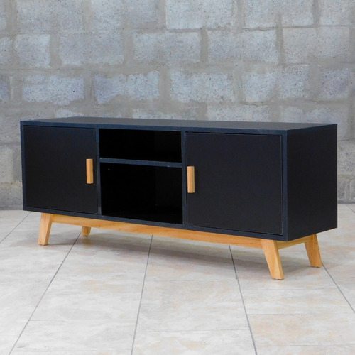 Mueble Tv Rack Nordico Escandinavo [1] Negro - Moruka Deco