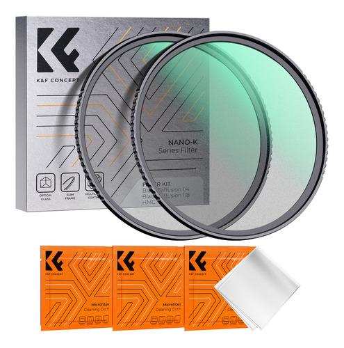 K&f 58mm Negro Difuifusión 1/4 + 1/8 2pcs Filtro De Lent Kit