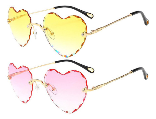 Gafas De Sol Con Montura En Forma De Corazón De 2 Piezas Par