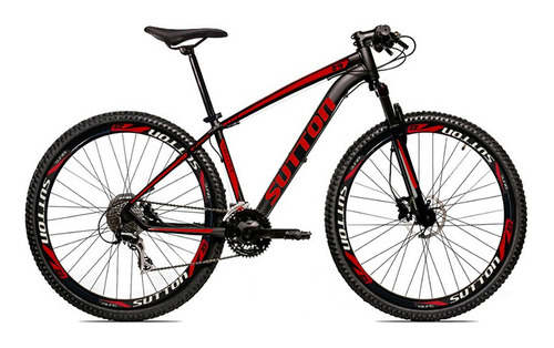 Mountain bike Sutton Gold 2022 aro 29 17" 24v freios de disco mecânico câmbios Index 3v y Sunrun 8v Index cor preto/vermelho