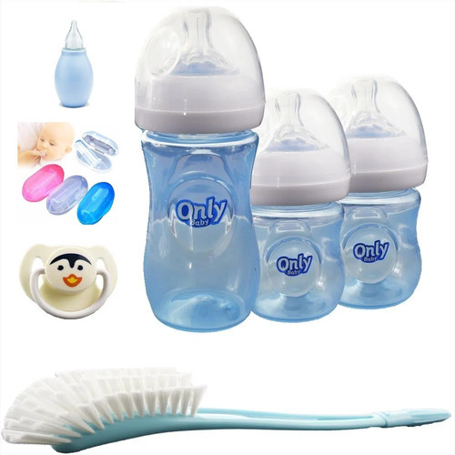 Kit Teteros Set Bebe Anticolico 7 Piezas Rosado Azul 0 Bpa