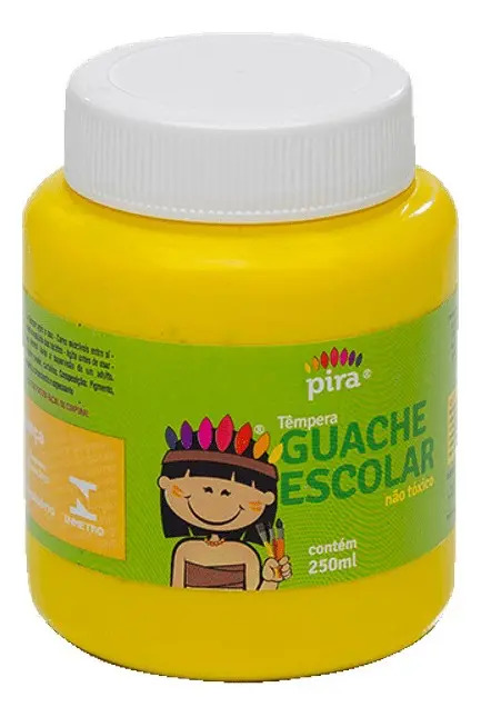 Tinta Guache Amarela de 250 ml Piratininga para Artes e Escolares