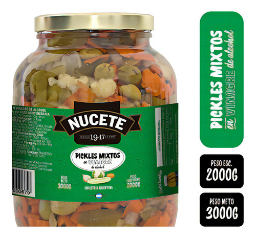Pickles en Vinagre Frasco Nucete 3 Kgr